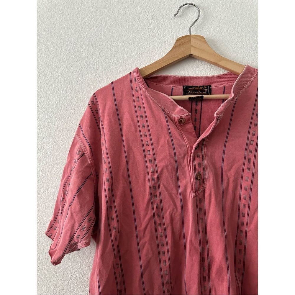 Vintage Eddie Bauer striped raw hem button tee